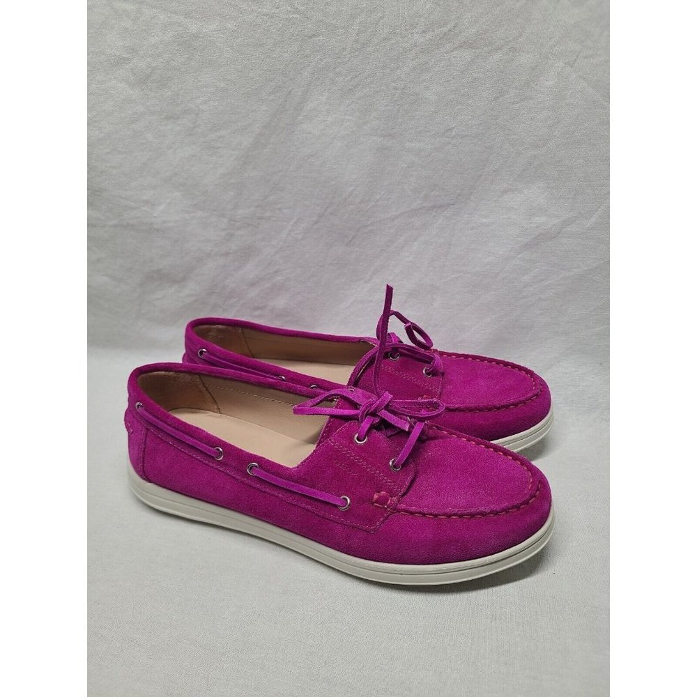 Geox Respira Mauve Purple Suede Leather Moc Toe Slip On Shoes EU 38.5 US 8.5